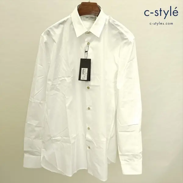 SAINT LAURENT PARIS サンローランパリ ドレスシャツ 39 ホワイト ボタンダウン 綿100 長袖