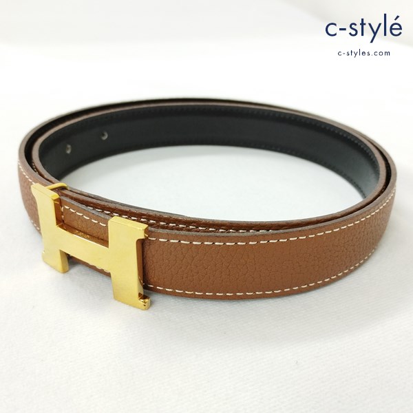HERMES エルメス コンスタンス リバーシブルベルト ブラウン ブラック フランス製 レザー レディース