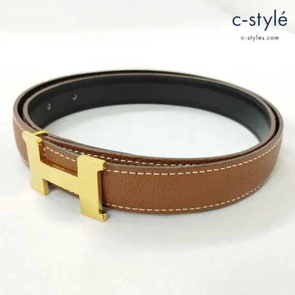 HERMES エルメス コンスタンス リバーシブルベルト ブラウン ブラック フランス製 レザー レディース