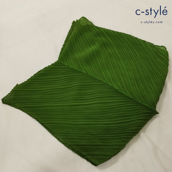 PLEATS PLEASE プリーツ プリーズ プリーツ加工ストール グリーン 日本製 無地 レディース イッセイミヤケ