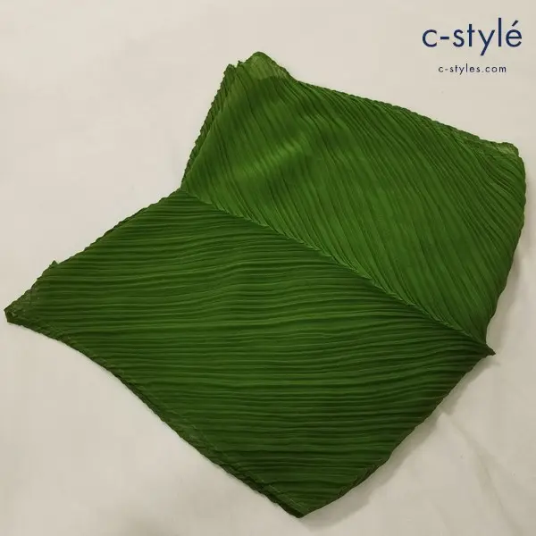 PLEATS PLEASE プリーツ プリーズ プリーツ加工ストール グリーン 日本製 無地 レディース イッセイミヤケ