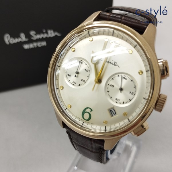 PaulSmith ポールスミス クォーツ腕時計 ブラウン×ゴールド アナログ レザーベルト 6521-S087341