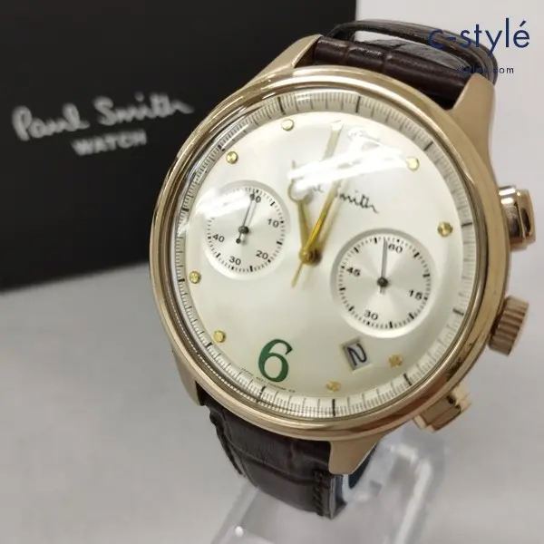 PaulSmith ポールスミス クォーツ腕時計 ブラウン×ゴールド アナログ レザーベルト 6521-S087341