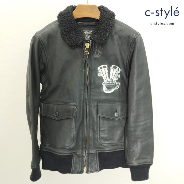 BLACKTOP MOTORCYCLE×THEATER8×EASY RIDER レザーペイントジャケット S ブラック 山羊革