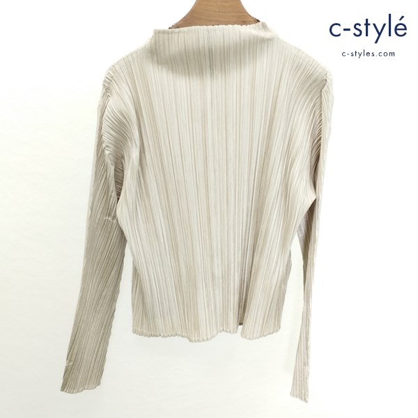 PLEATS PLEASE ISSEY MIYAKE プリーツ加工 ボトルネックカットソー 4 ゴールド 日本製 長袖 レディース