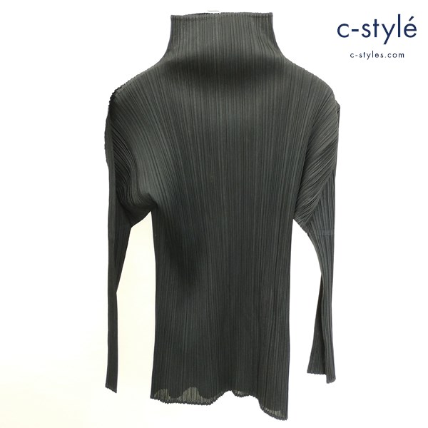 PLEATS PLEASE ISSEY MIYAKE プリーツ加工 ハイネックカットソー 3 ブラック 日本製 長袖 レディース