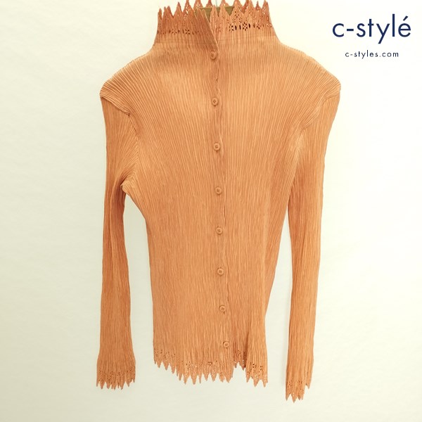 ISSEY MIYAKE イッセイミヤケ プリーツ シャツ L オレンジ 日本製 レディース