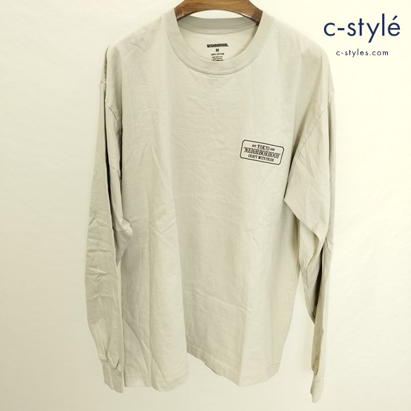 NEIGHBORHOOD ネイバーフッド BAR＆SHIELD/C-TEE LS M ベージュ 長袖Tシャツ ロンT 綿100 日本製