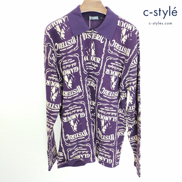 HYSTERIC GLAMOUR ヒステリックグラマー WHISKY柄 シャツ L パープル