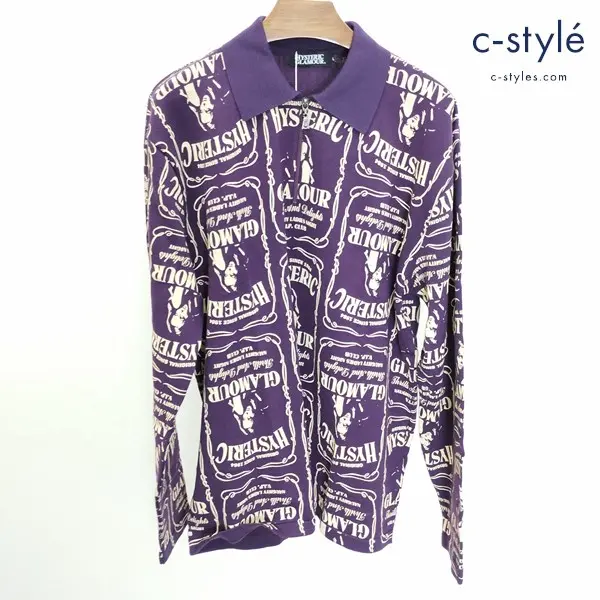 HYSTERIC GLAMOUR ヒステリックグラマー WHISKY柄 シャツ L パープル