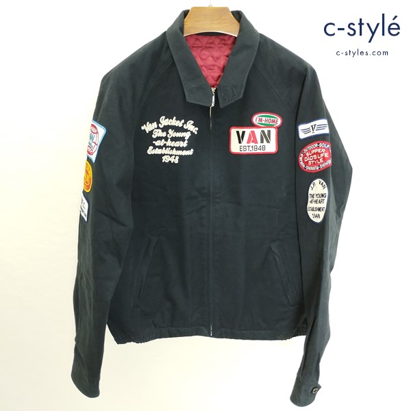 VAN JAC ヴァンヂャケット スイングトップ L ブラック JC-13507 刺繍 ワッペン 裏地キルティング