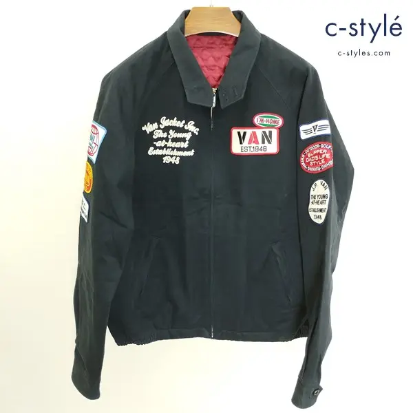 VAN JAC ヴァンヂャケット スイングトップ L ブラック JC-13507 刺繍 ワッペン 裏地キルティング