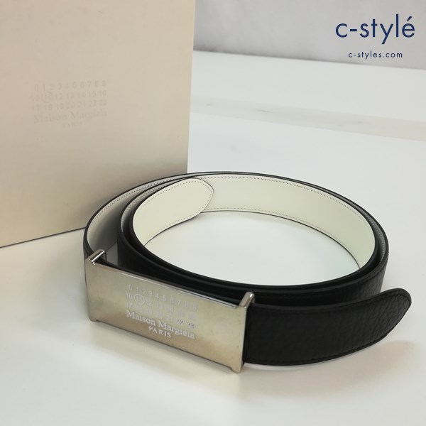 MAISON MARGIELA メゾンマルジェラ 11 ロゴバックルベルト L ブラック レザーベルト レディース