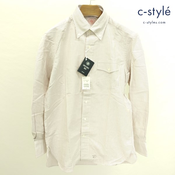J.PRESS ジェイプレス 長袖シャツ M 赤系×ホワイト ボタンダウン ストライプ柄 綿100