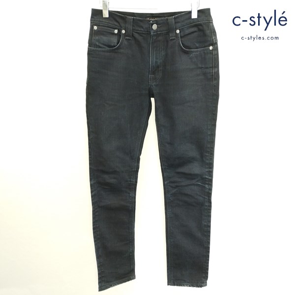 Nudie Jeans THIN FINN BLACKRING W30 L32 ブラック ストレッチスキニーデニムパンツ ブラックデニムパンツ