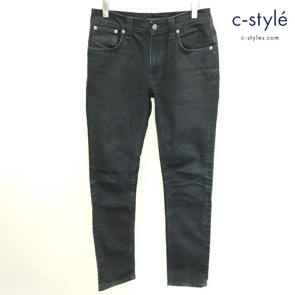 Nudie Jeans THIN FINN BLACKRING W30 L32 ブラック ストレッチスキニーデニムパンツ ブラックデニムパンツ