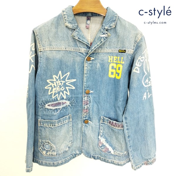 HYSTERIC MINI リメイク加工 デニムカバーオール 140 インディゴ 綿100 キッズ 男の子 女の子