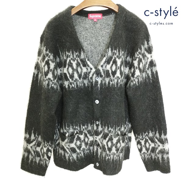 Supreme シュプリーム Abstract Stripe Cardigan M ブラック系 モヘアカーディガン