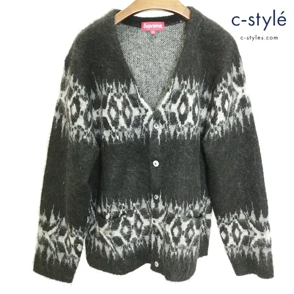 Supreme シュプリーム Abstract Stripe Cardigan M ブラック系 モヘアカーディガン