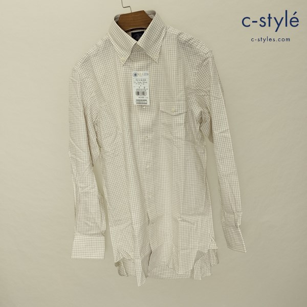 J.PRESS ジェイプレス ボタンダウンシャツ M アイボリー×パープル 長袖 コットン ウール