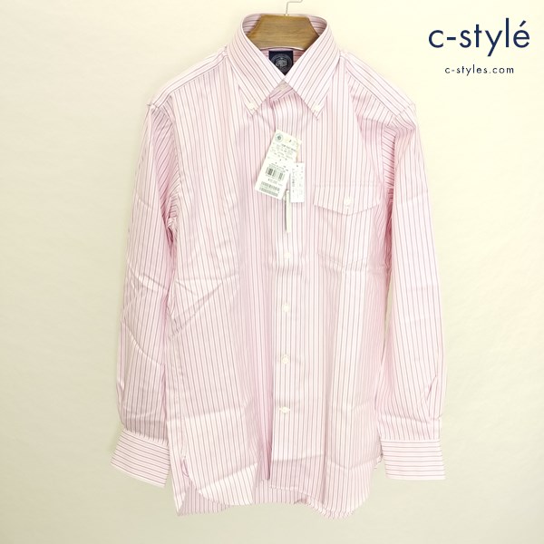 J.PRESS ジェイプレス ボタンダウンシャツ M ピンク×ホワイト 日本製 ストライプ 綿100