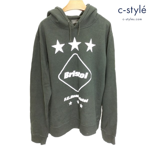 F.C.Real Bristol エフシーレアルブリストル EMBLEM PULLOVER PARKA パーカー L ブラック 日本製 コットン100