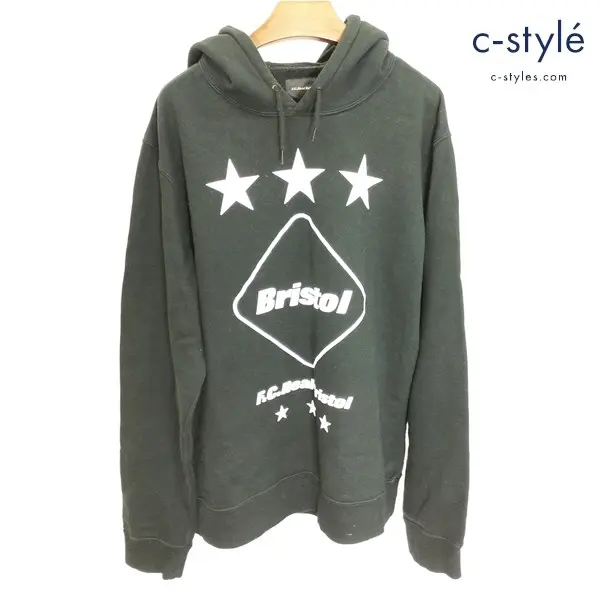 F.C.Real Bristol エフシーレアルブリストル EMBLEM PULLOVER PARKA パーカー L ブラック 日本製 コットン100