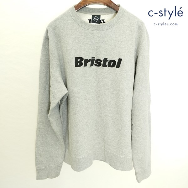 F.C.Real Bristol エフシーレアルブリストル EMBR01DERY AUTHENTIC LOGO CREW NECK L グレー 日本製 綿100