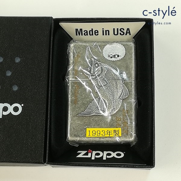 ZIPPO ジッポー 1993年製 BLACK BASS ブラックバス オイルライター シルバー 喫煙具