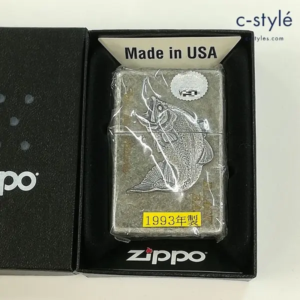 ZIPPO ジッポー 1993年製 BLACK BASS ブラックバス オイルライター シルバー 喫煙具