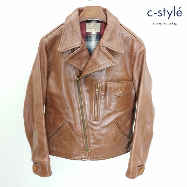 PHERROW’S フェローズ レザーライダースジャケット 38 ブラウン ホースハイド 馬革 日本製