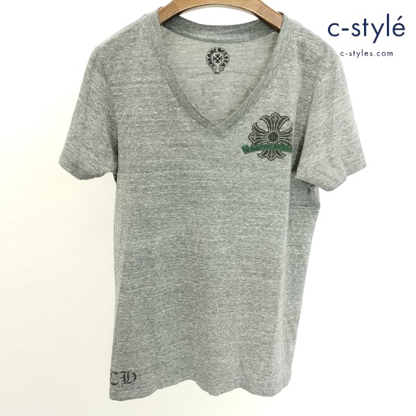 CHROME HEARTS クロムハーツ Vネックカットソー L グレー USA製 半袖 プリント