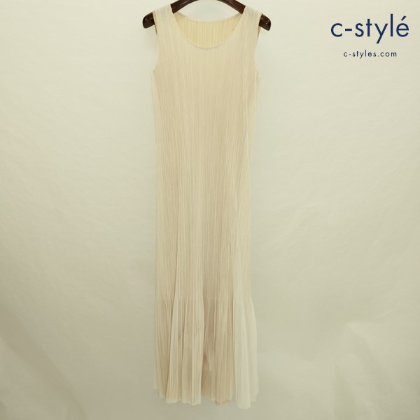 PLEATS PLEASE ISSEY MIYAKE プリーツノースリーブワンピース 4 ベージュ系 PP61-JH774 日本製