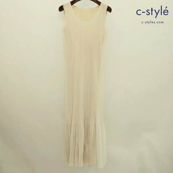 PLEATS PLEASE ISSEY MIYAKE プリーツノースリーブワンピース 4 ベージュ系 PP61-JH774 日本製