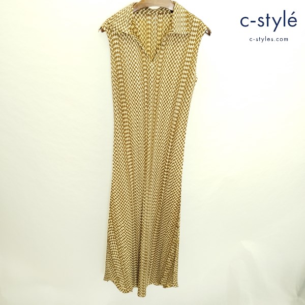 PLEATS PLEASE ISSEY MIYAKE プリーツ ノースリーブワンピース 4 ゴールド系 PP43-JH665 日本製