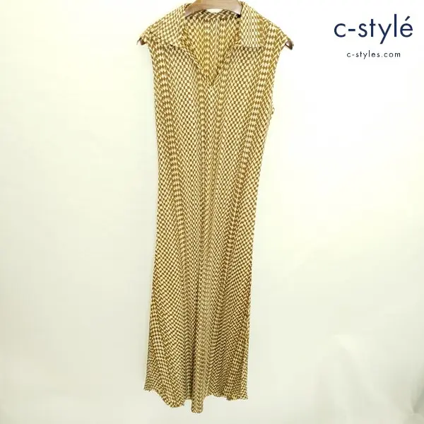 PLEATS PLEASE ISSEY MIYAKE プリーツ ノースリーブワンピース 4 ゴールド系 PP43-JH665 日本製