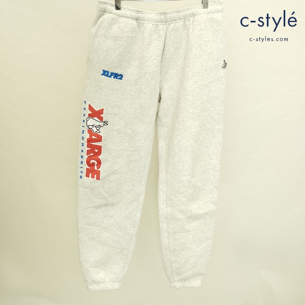 FR2×XLARGE スウェットパンツ L ライトグレー FRP128 刺繍 プリント