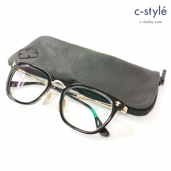 CHROME HEARTS クロムハーツ メガネ STRAPADICTOME 51□21-148 ゴールド×ブラック アイウェア 度入り