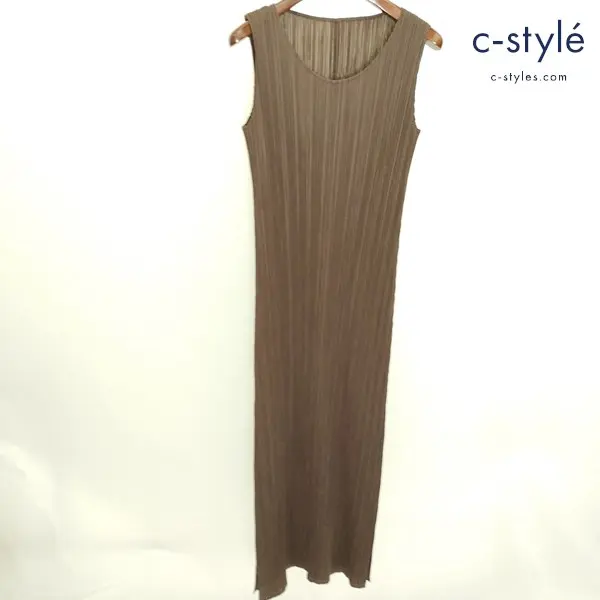 PLEATS PLEASE ISSEY MIYAKE ロングワンピース 4 ブラウン PP33-JH147 日本製 レディース