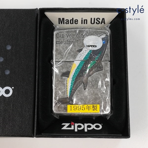 ZIPPO ジッポー 1995年製 Can you catch me alive？ クロマグロ オイルライター シルバー 喫煙具