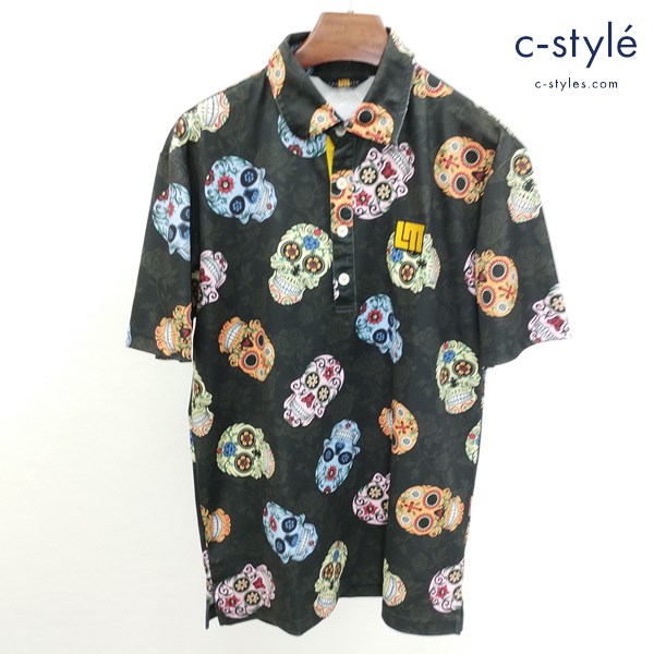 LOUD MOUTH ラウドマウス シュガースカル ポロシャツ L マルチカラー 半袖 ドクロ