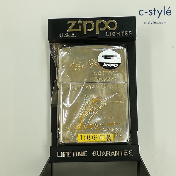 ZIPPO ジッポー 1996年製 The Fishing BLUE MARINE オイルライター シルバー 喫煙具