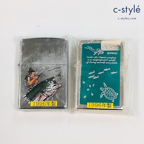 ZIPPO ジッポー 1996年製 フィッシング ブラックバス カメ オイルライター シルバー 喫煙具