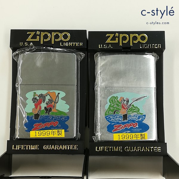 ZIPPO ジッポー 1999年製 フィッシング 釣り人 オイルライター シルバー 喫煙具