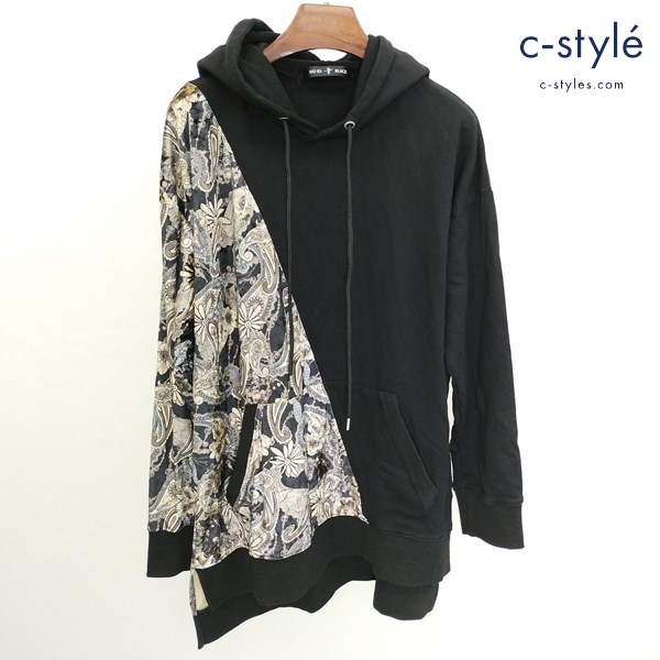 NO ID. BLACK ノーアイディーブラック ベロア切替ビッグプルオーバーパーカー ONE ブラック系 448006-579T