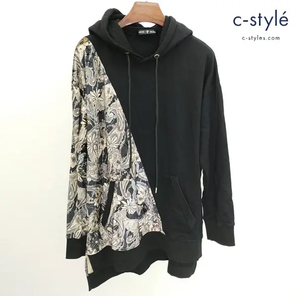 NO ID. BLACK ノーアイディーブラック ベロア切替ビッグプルオーバーパーカー ONE ブラック系 448006-579T