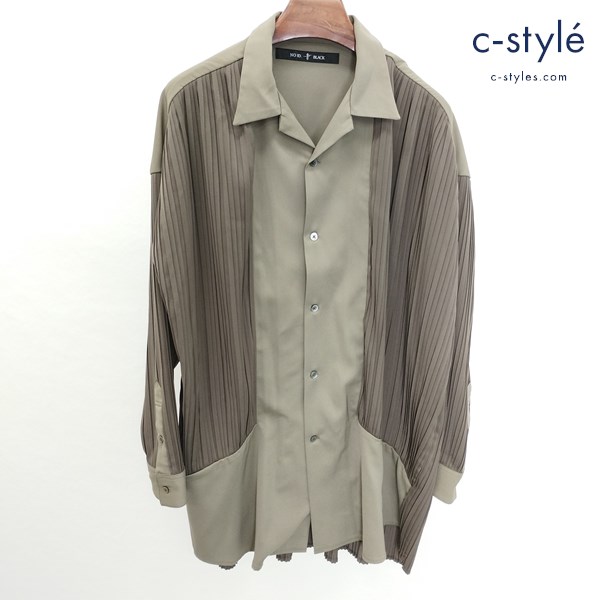 NO ID. BLACK ノーアイディーブラック チェンジリングプリーツオープンカラービッグシャツ ONE ベージュ 切替