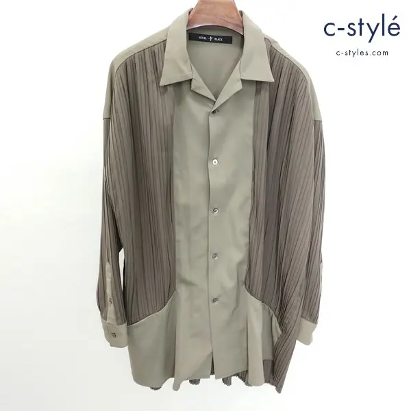 NO ID. BLACK ノーアイディーブラック チェンジリングプリーツオープンカラービッグシャツ ONE ベージュ 切替