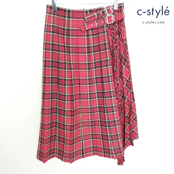 noir Kei ninomiya チェックデザインスカート S レッド プリーツ アシンメトリー レディース 日本製 3F-S013