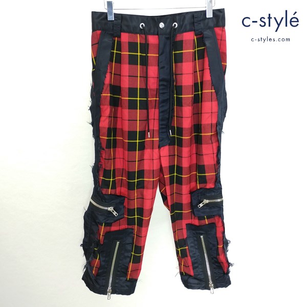 KIDILL キディル 切替ジップデザインチェック サルエルパンツ 44 マルチカラー KL324 日本製